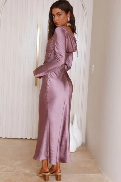 Forget Me Not Satin Maxi Dress Purple