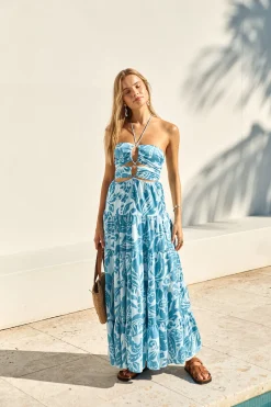 FORTUNATE ONE Aquamarine Maxi Dress Blue