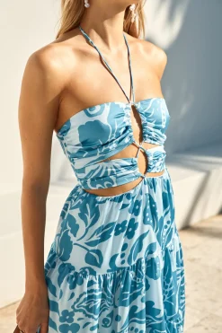 FORTUNATE ONE Aquamarine Maxi Dress Blue