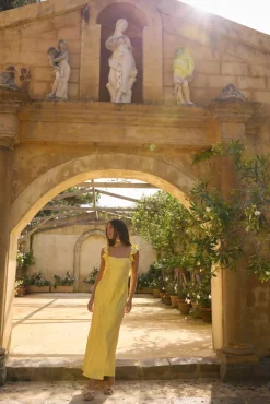 FORTUNATE ONE Belinda Satin Maxi Dress Yellow