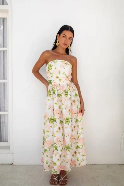 FORTUNATE ONE Bellissima Strapless Maxi Dress Pink
