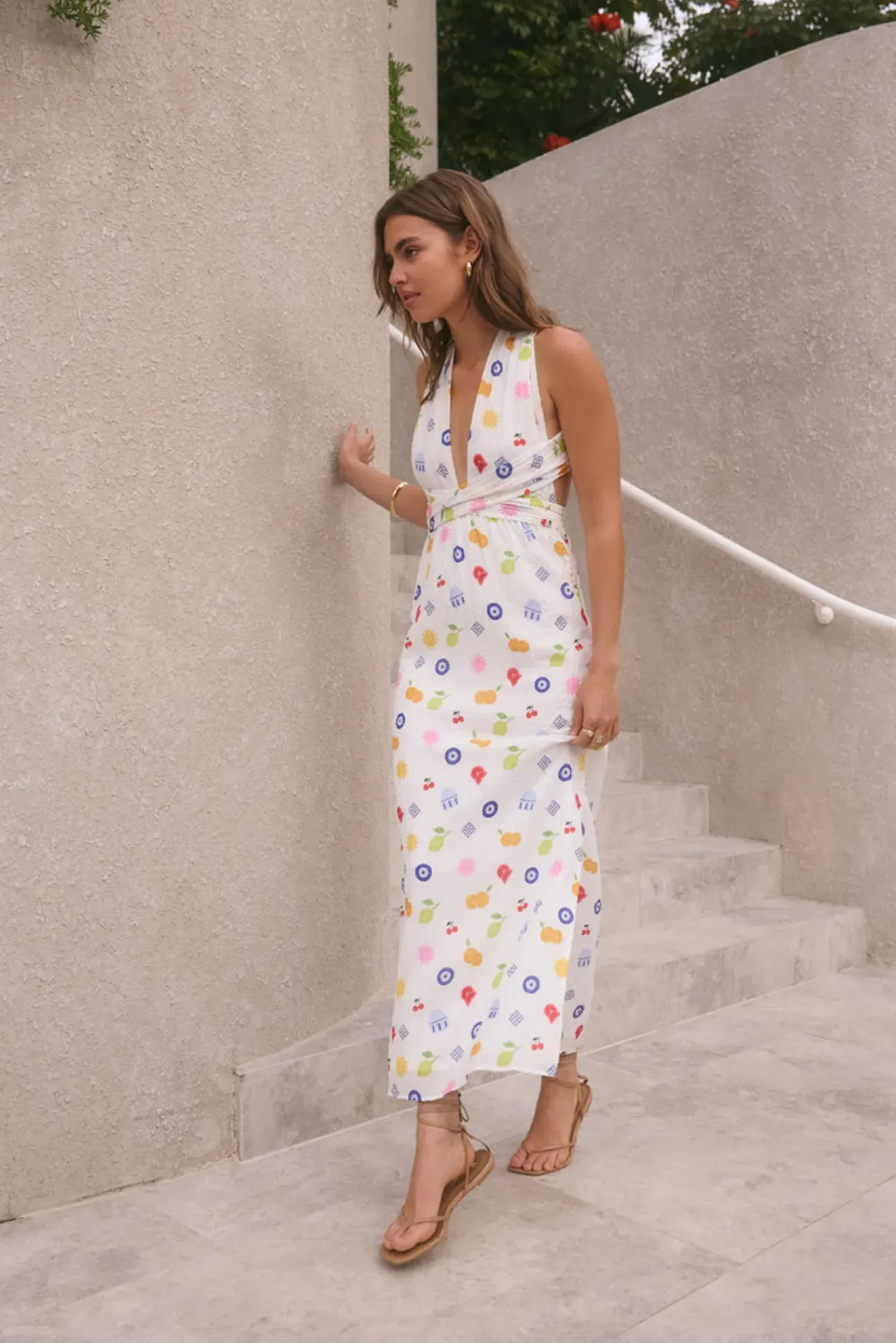 FORTUNATE ONE Marici Maxi Dress Santorini Print