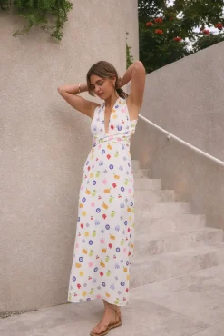 FORTUNATE ONE Marici Maxi Dress Santorini Print