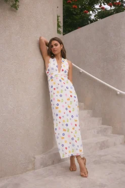 FORTUNATE ONE Marici Maxi Dress Santorini Print
