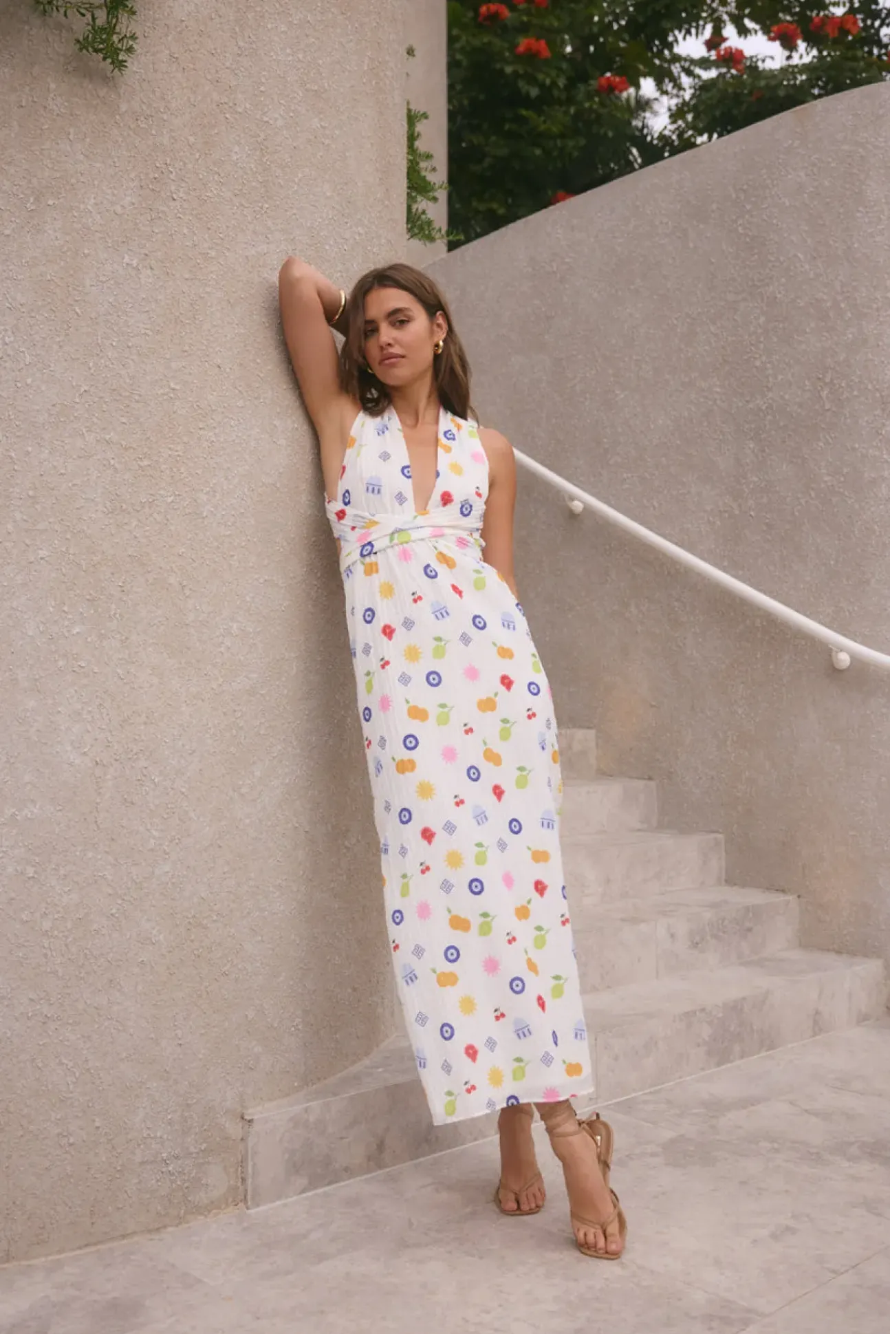 FORTUNATE ONE Marici Maxi Dress Santorini Print