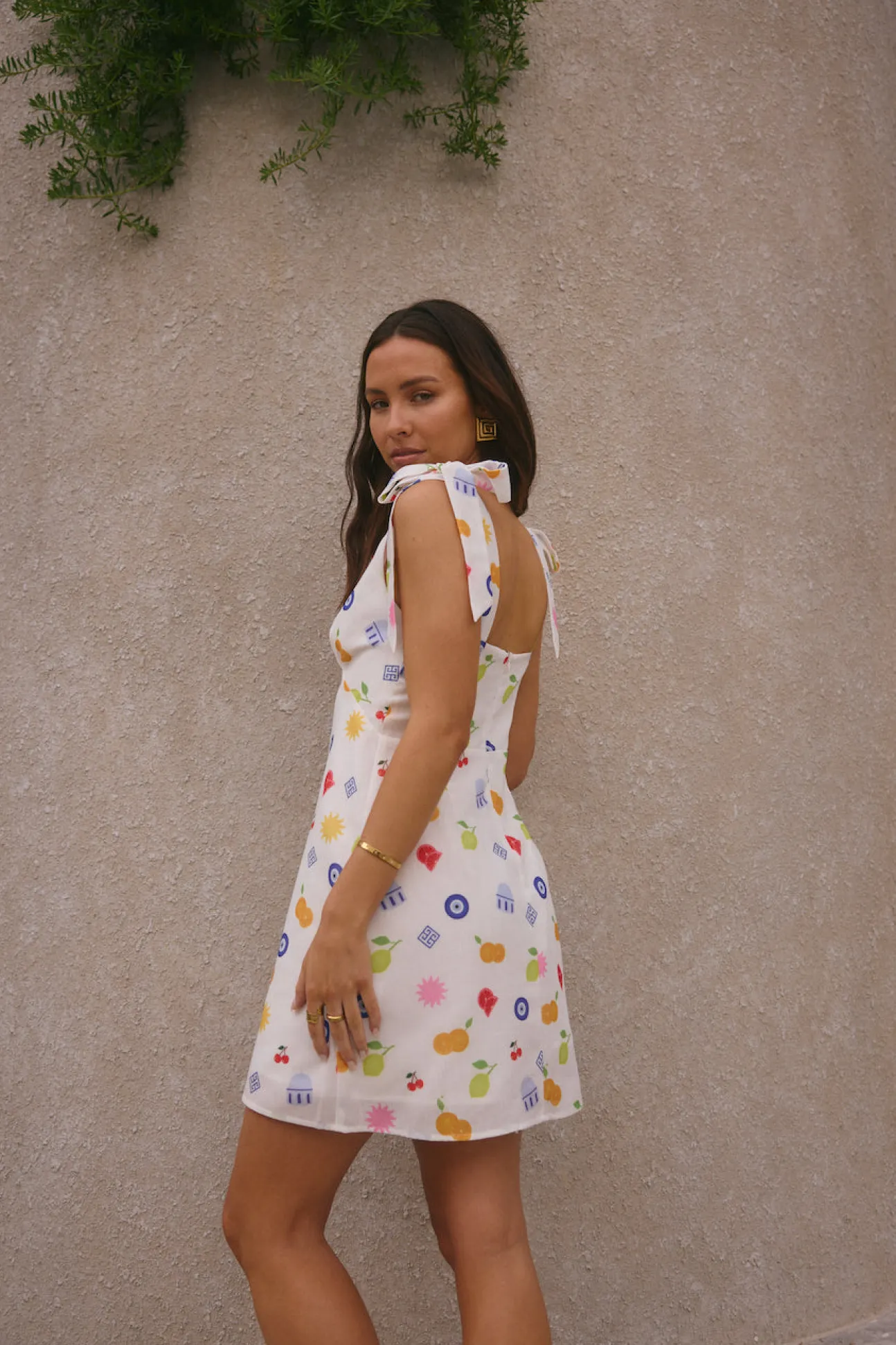 FORTUNATE ONE On Vacay Mini Dress Santorini Print