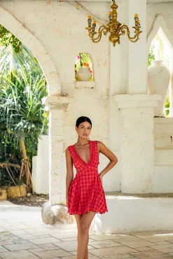 FORTUNATE ONE Sunset Picnic Mini Dress Pink