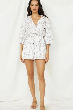 Free As A Bird Romper Beige