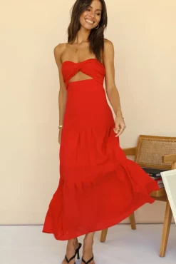 Free Falling Maxi Dress Red