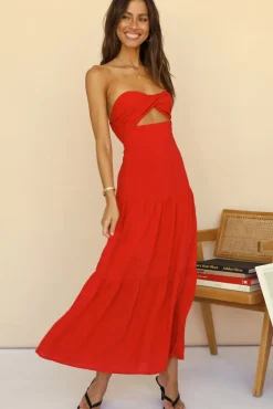 Free Falling Maxi Dress Red