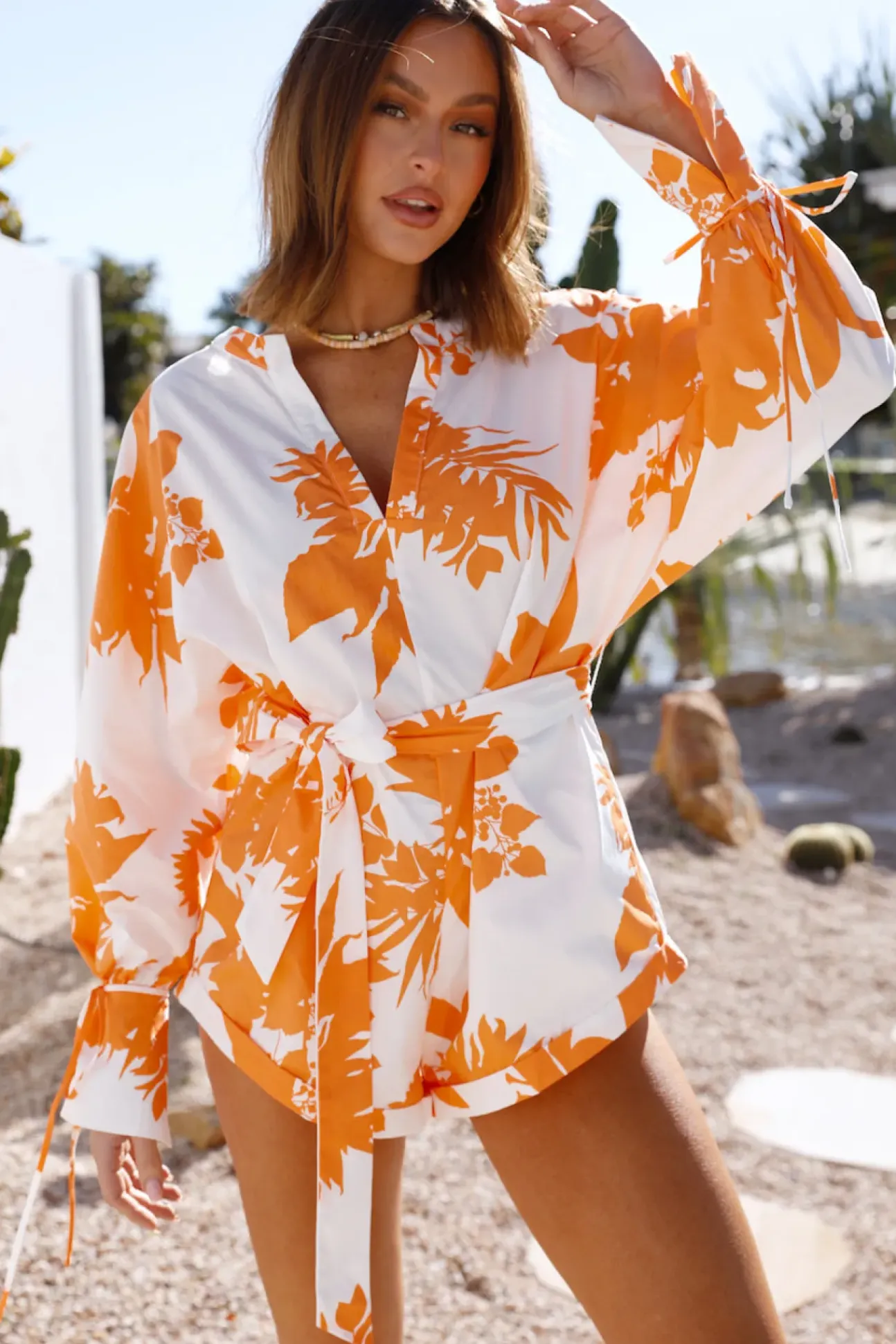 Free Flowing Playsuit Orange
