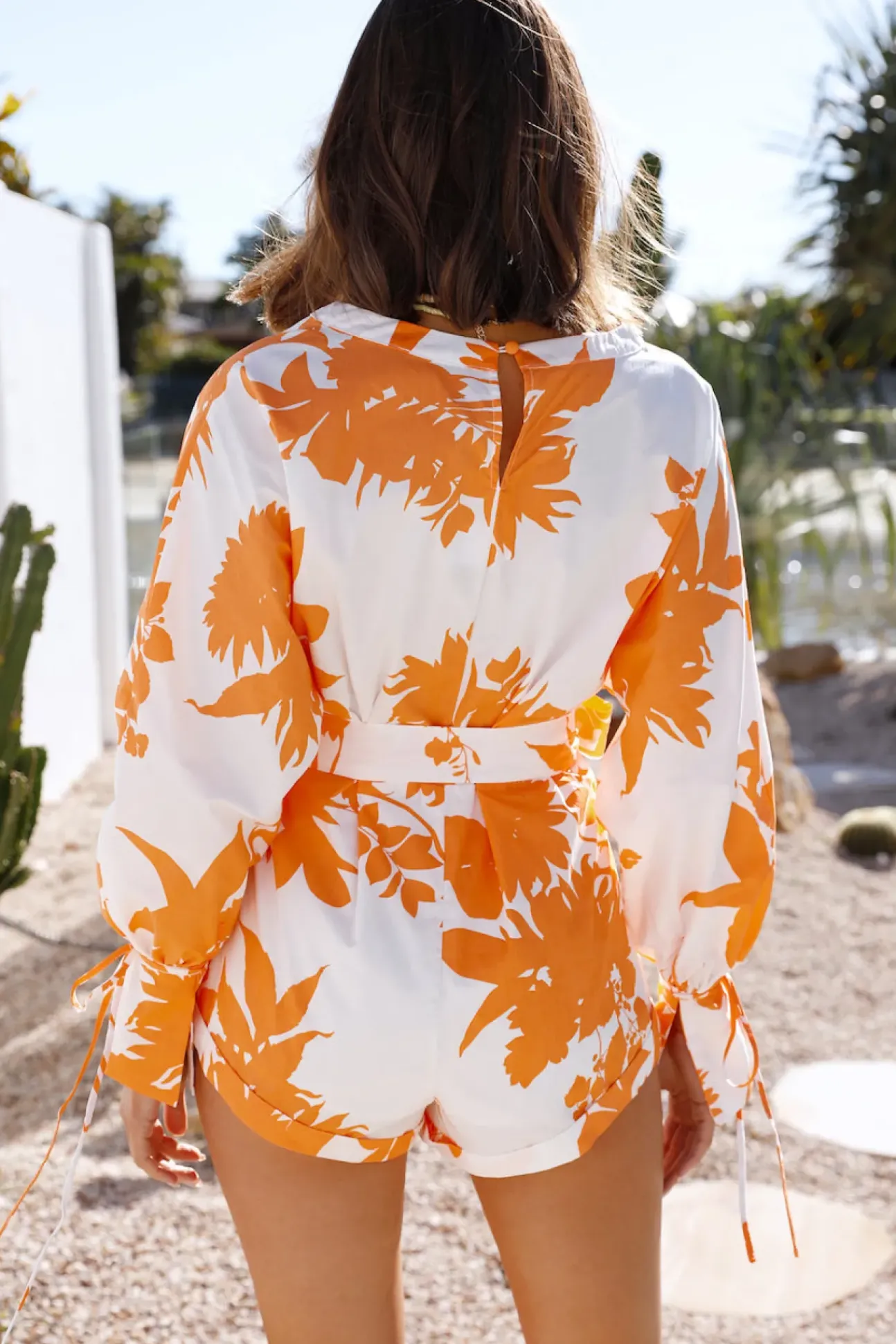 Free Flowing Playsuit Orange