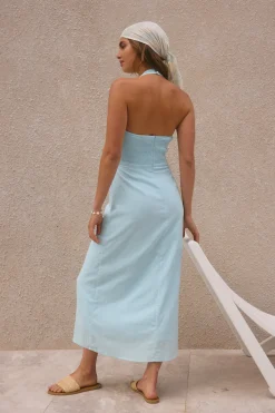 Free Spirited Halter Maxi Dress Blue