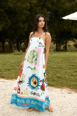 French Sunrise Maxi Dress Blue