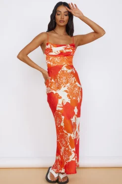 Fresh Blossom Maxi Dress Orange