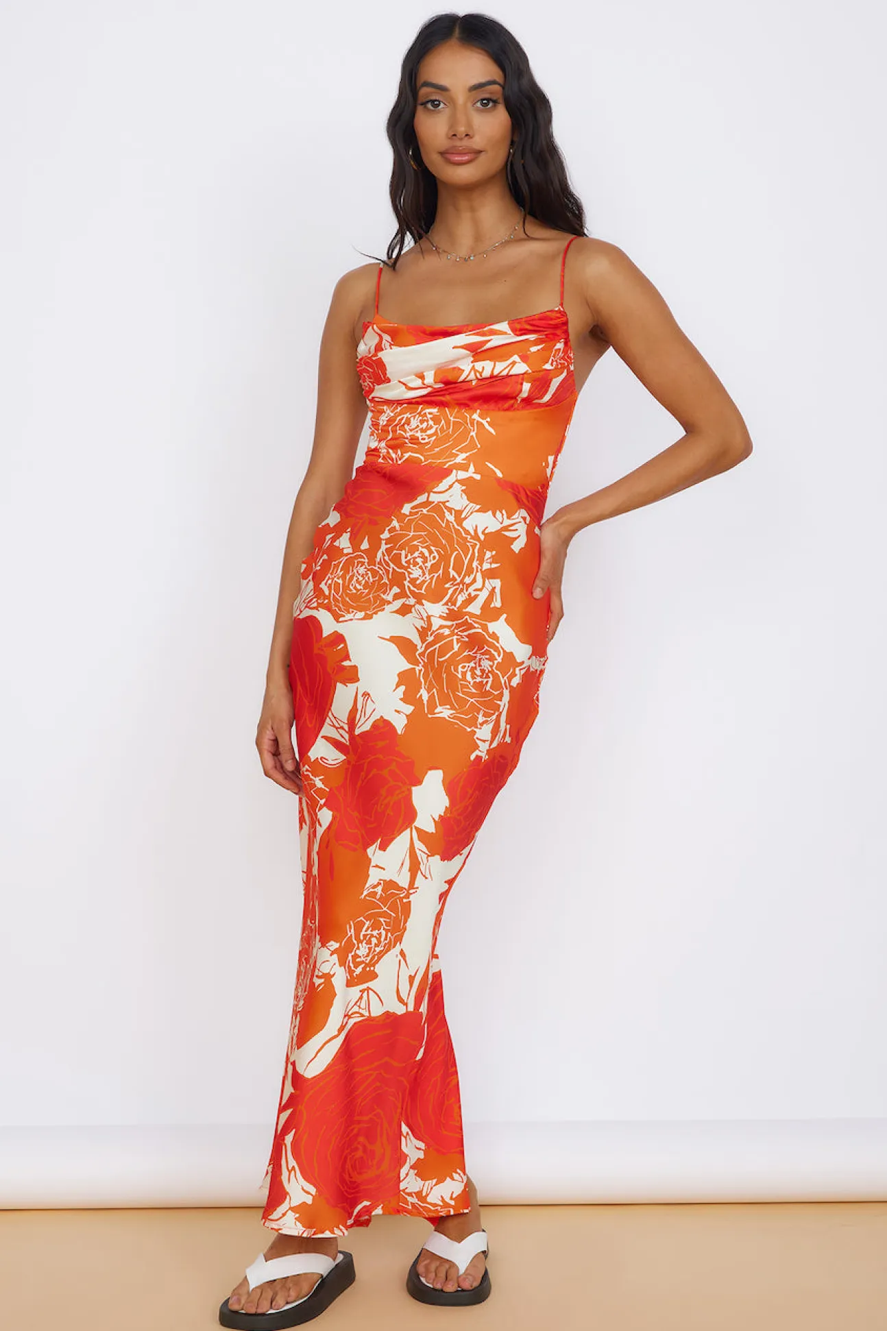Fresh Blossom Maxi Dress Orange