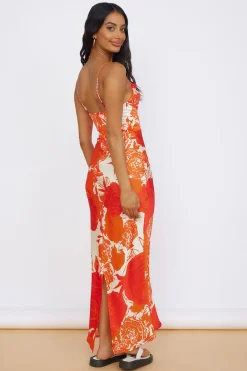 Fresh Blossom Maxi Dress Orange