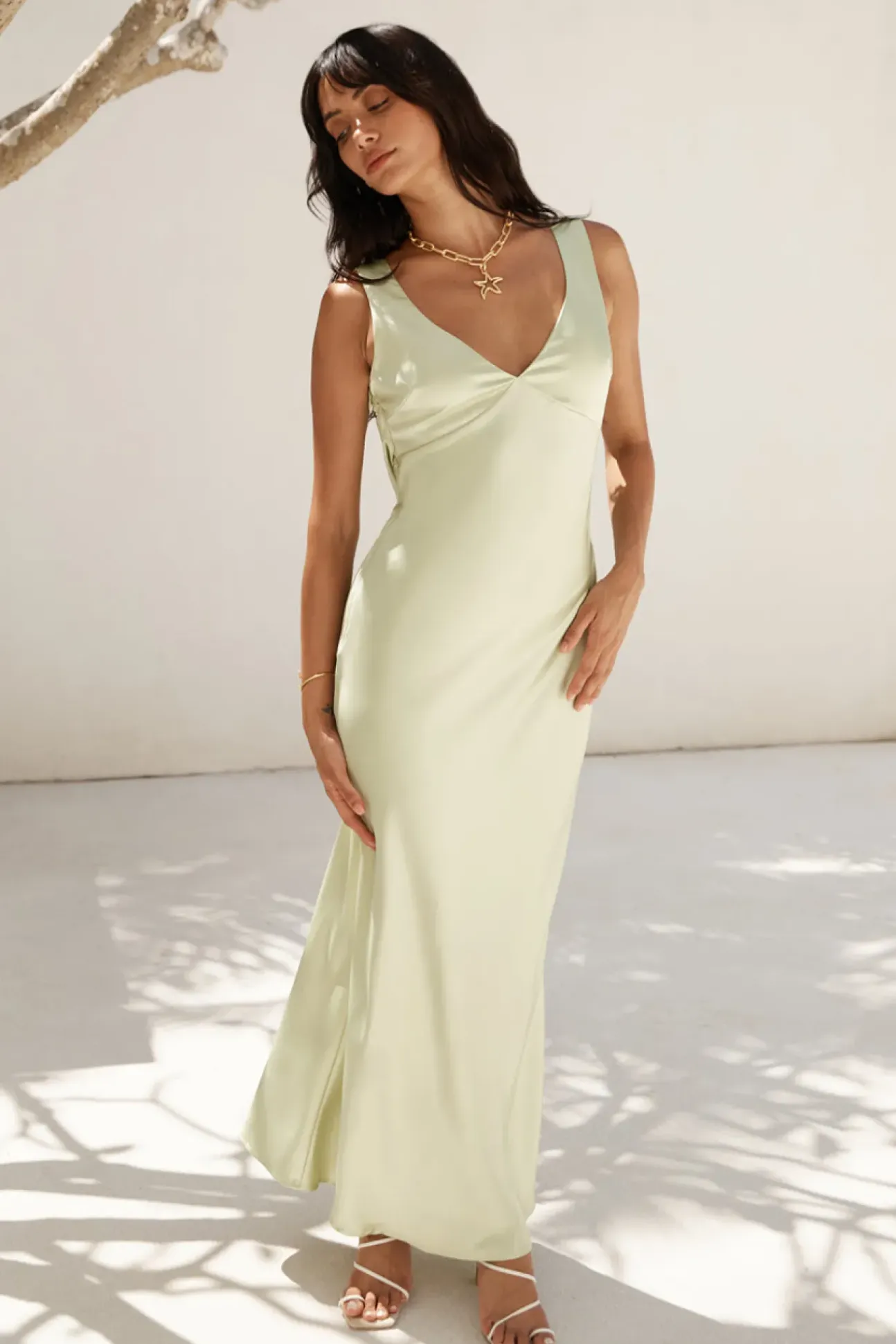 Freshen Up Satin Maxi Dress Green
