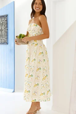 Fruitful Gardens Strapless Maxi Dress Yellow