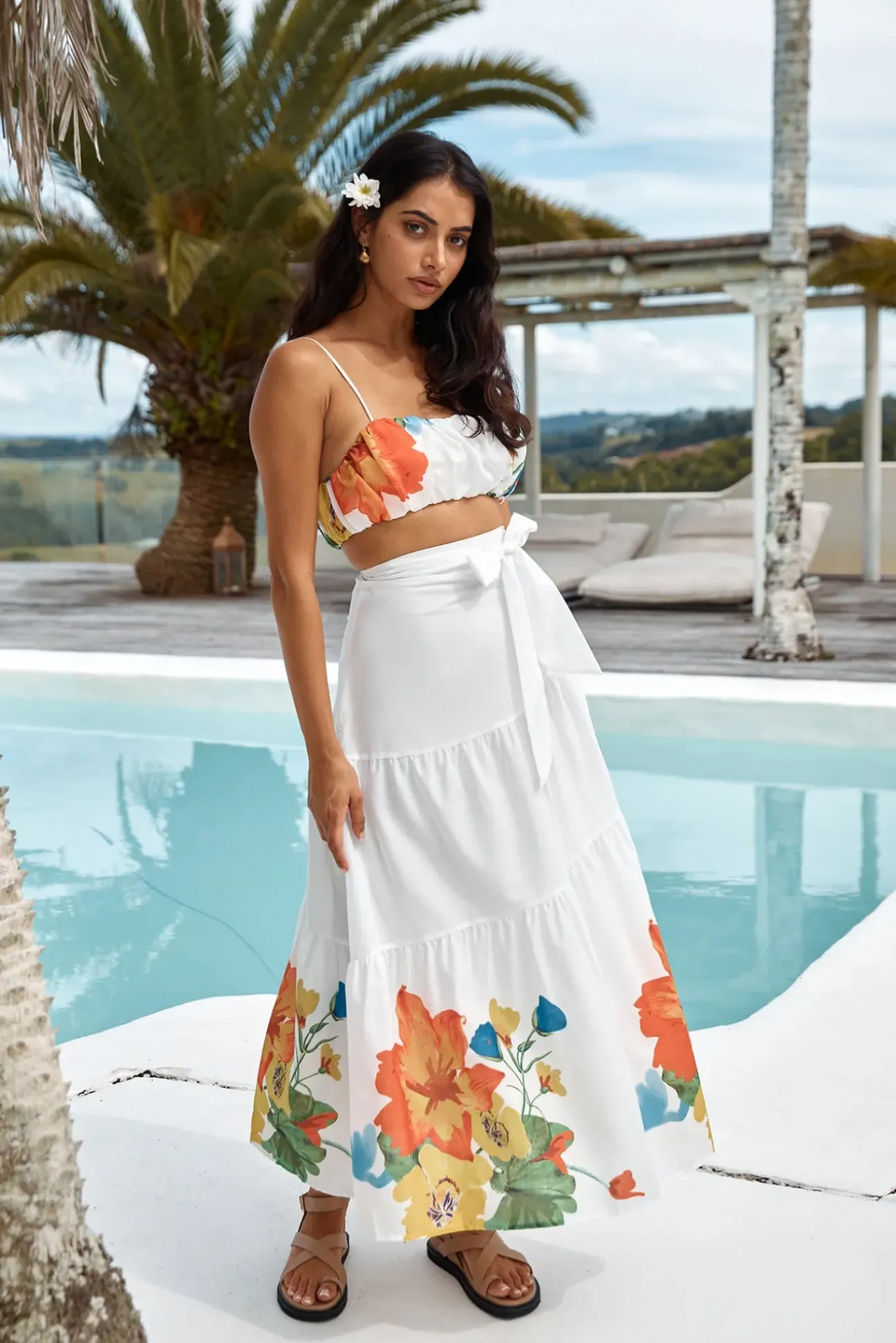 Garden Bed Maxi Skirt White