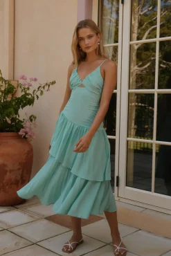 Garden Fairy Midi Dress Green