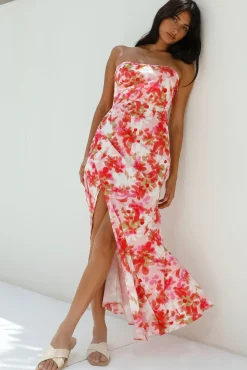Gardenia Strapless Maxi Dress Red