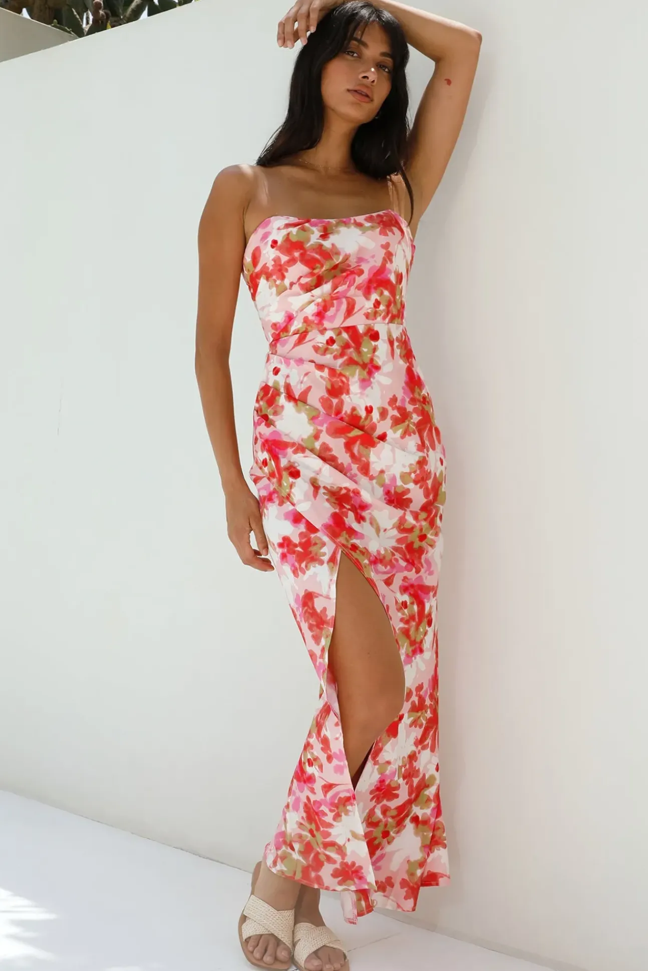 Gardenia Strapless Maxi Dress Red
