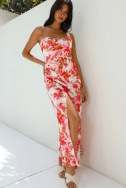 Gardenia Strapless Maxi Dress Red