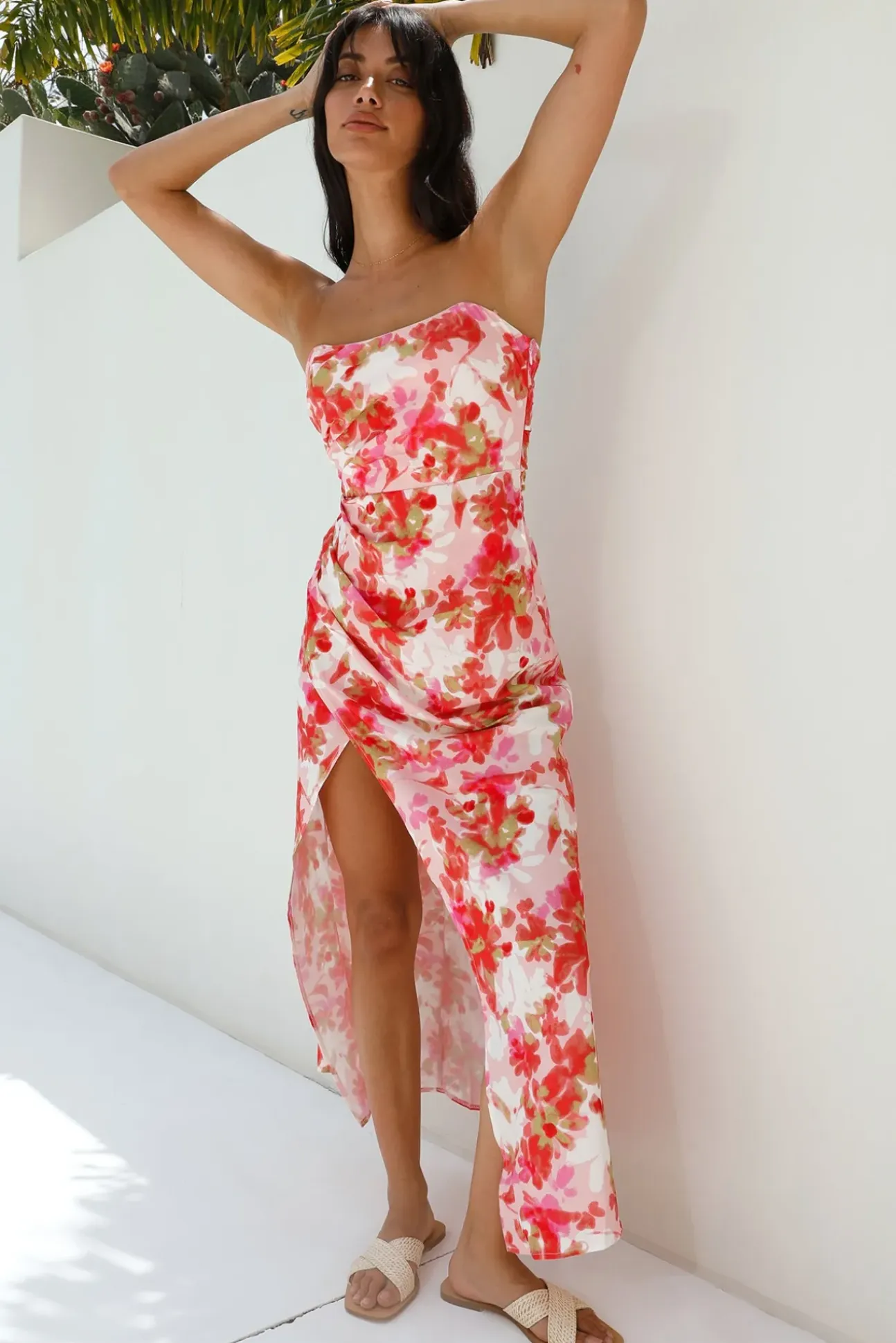 Gardenia Strapless Maxi Dress Red