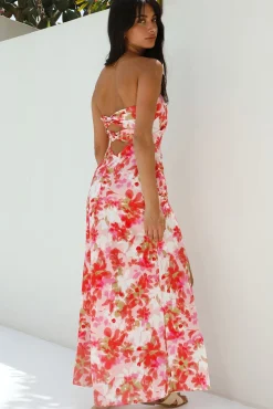 Gardenia Strapless Maxi Dress Red