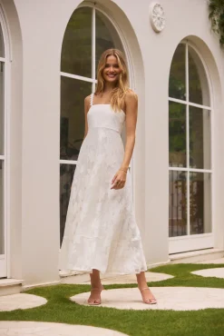 Garden Romance Midi Dress White