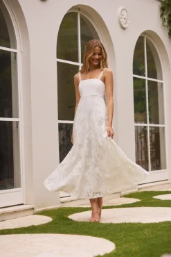 Garden Romance Midi Dress White