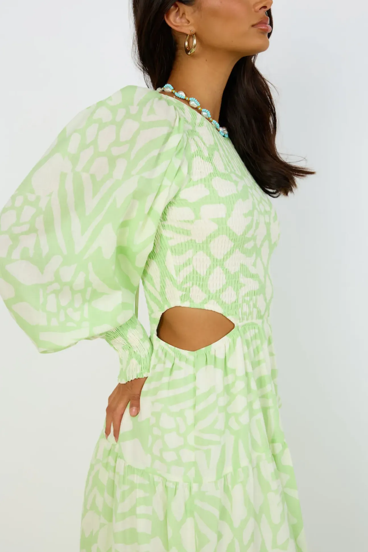 GIRL AND THE SUN Paloa Maxi Dress Lime Green