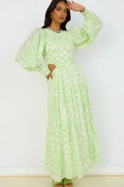GIRL AND THE SUN Paloa Maxi Dress Lime Green