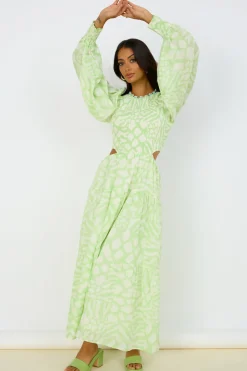 GIRL AND THE SUN Paloa Maxi Dress Lime Green
