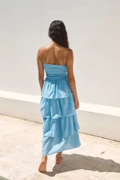 Glass Slipper Strapless Maxi Dress Blue