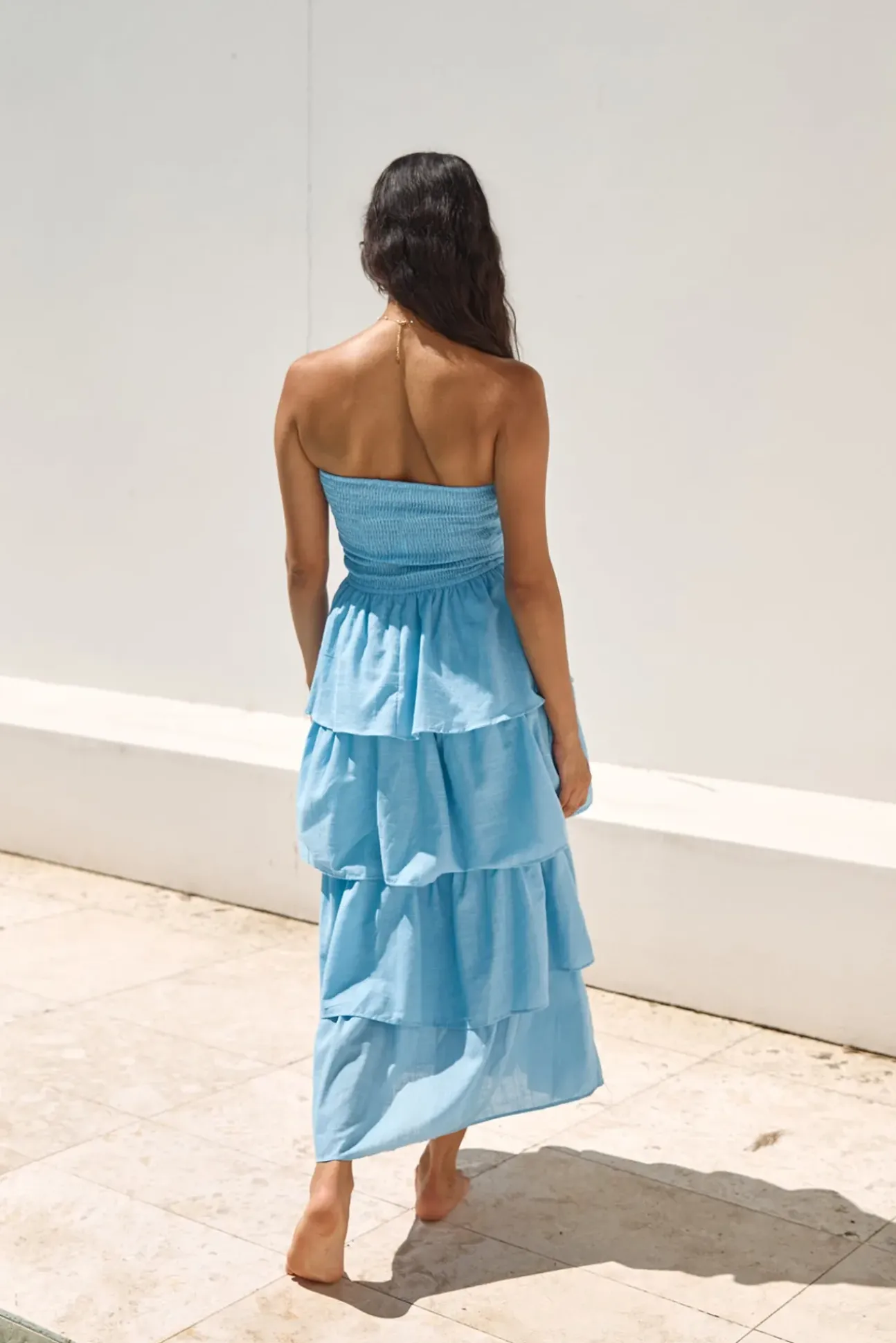 Glass Slipper Strapless Maxi Dress Blue
