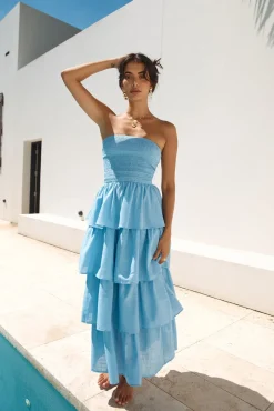 Glass Slipper Strapless Maxi Dress Blue