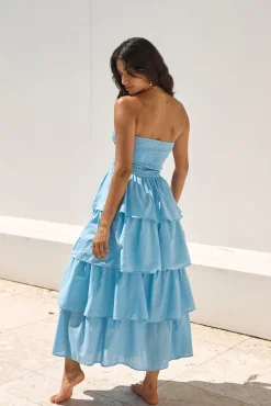 Glass Slipper Strapless Maxi Dress Blue