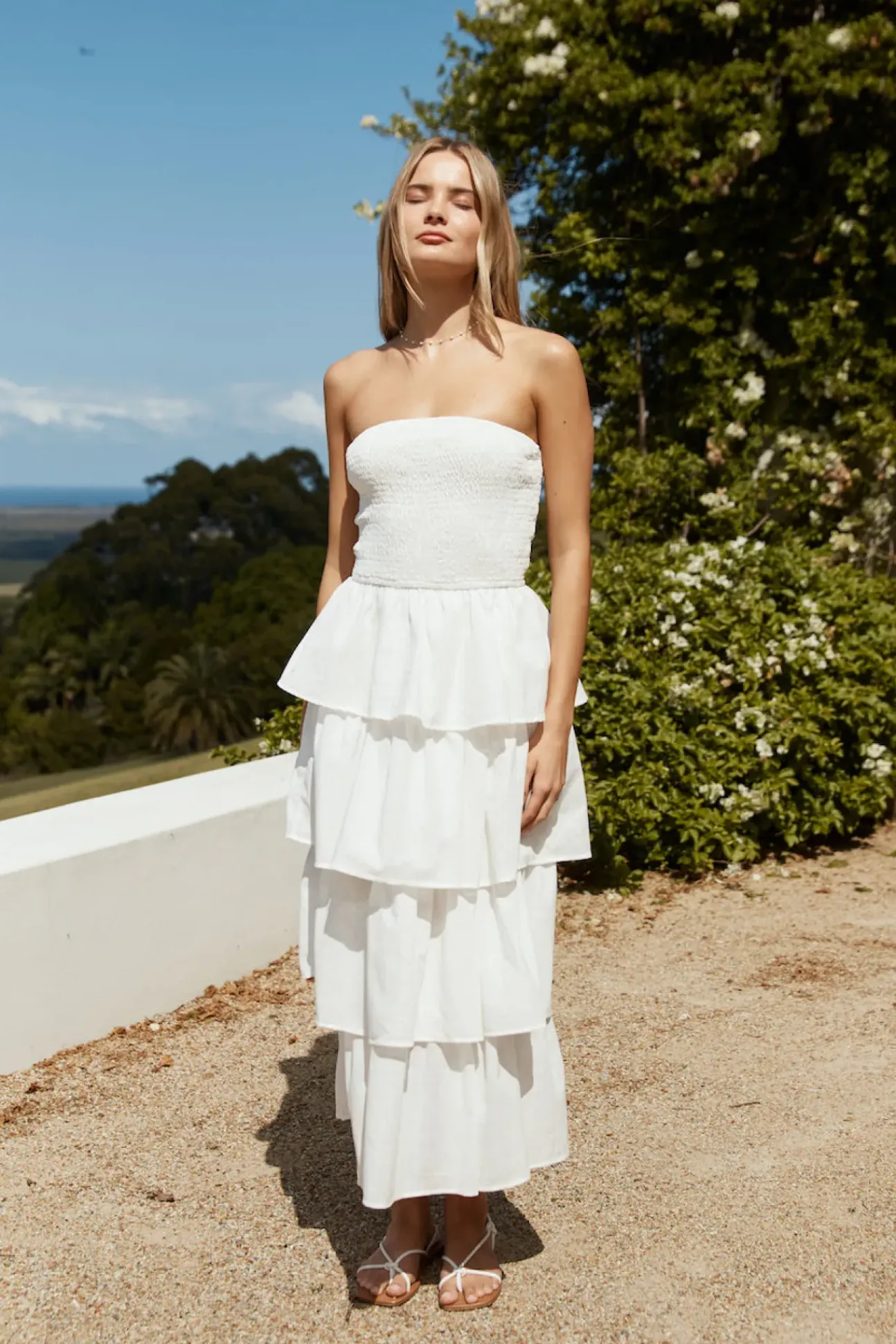 Glass Slipper Strapless Maxi Dress White