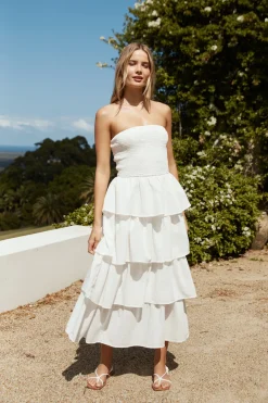 Glass Slipper Strapless Maxi Dress White