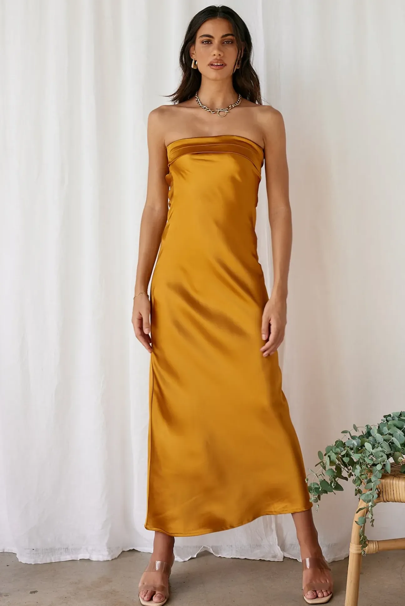 Gleam In Gold Maxi Dress Yellow