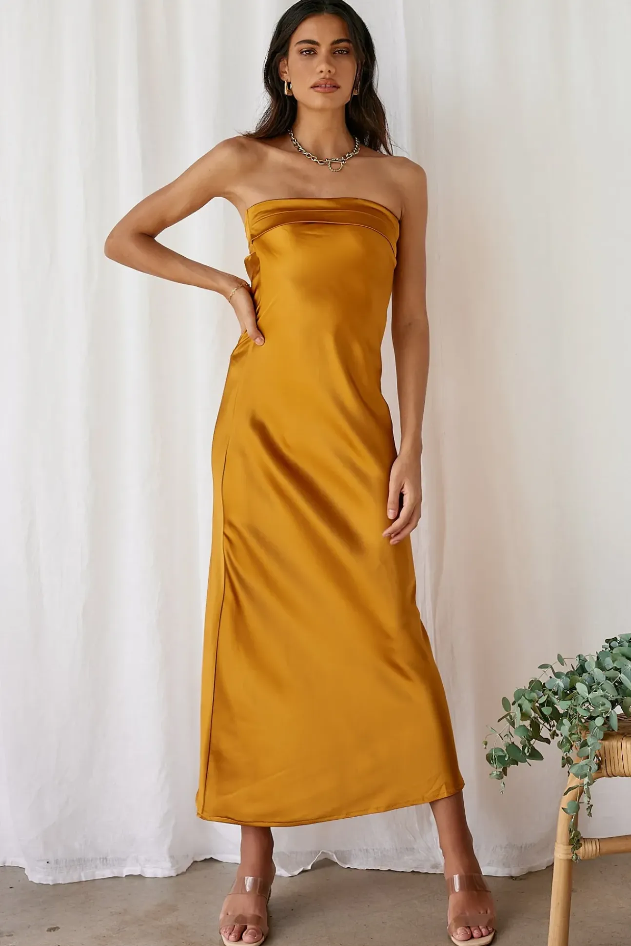 Gleam In Gold Maxi Dress Yellow