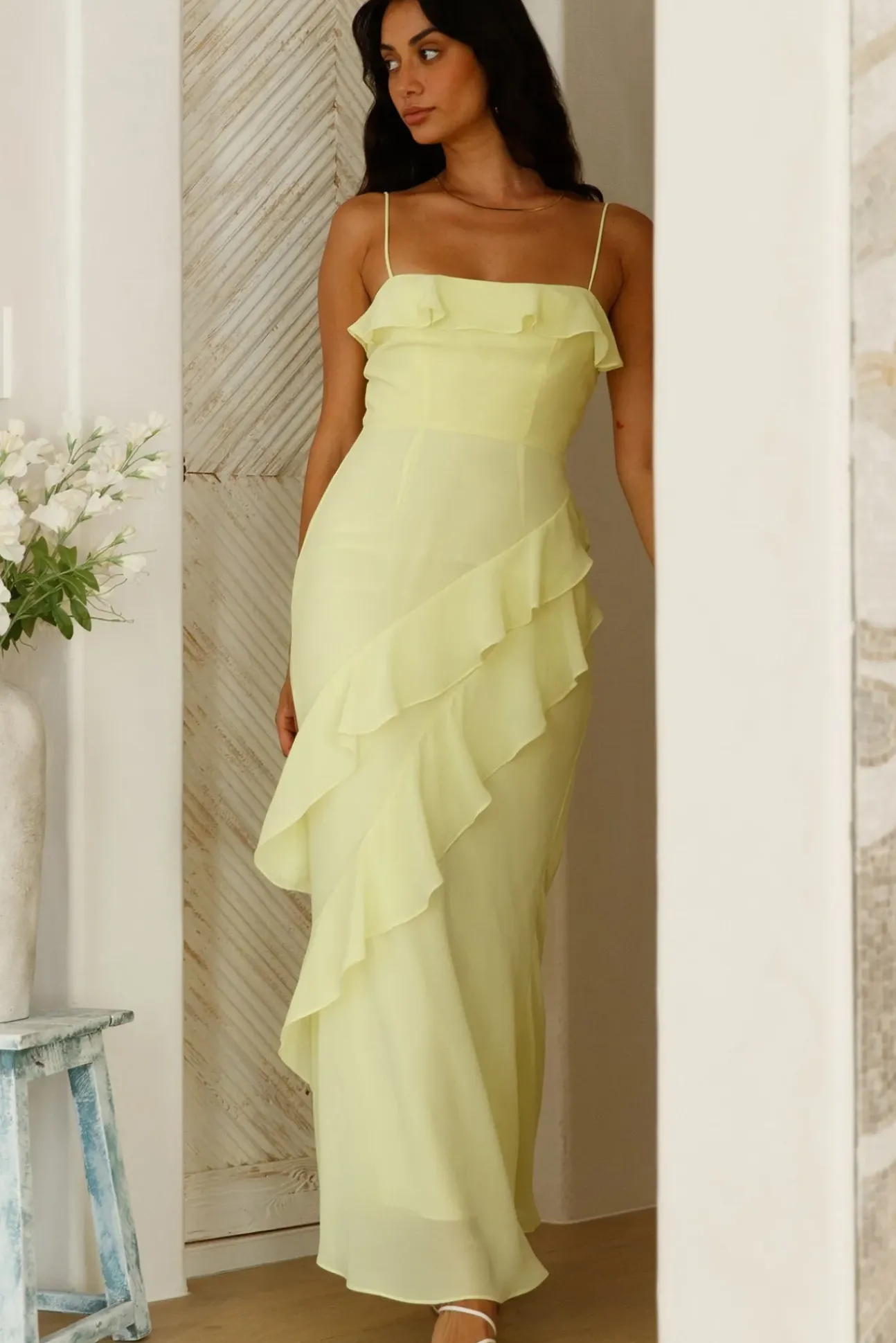 Glowing Goddess Maxi Dress Lime