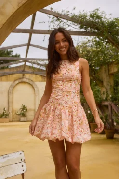 Heavenly Drift Floral Mini Dress Pink