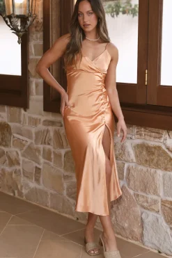 HELLO MOLLY Keep It On Repeat Midi Dress Peach