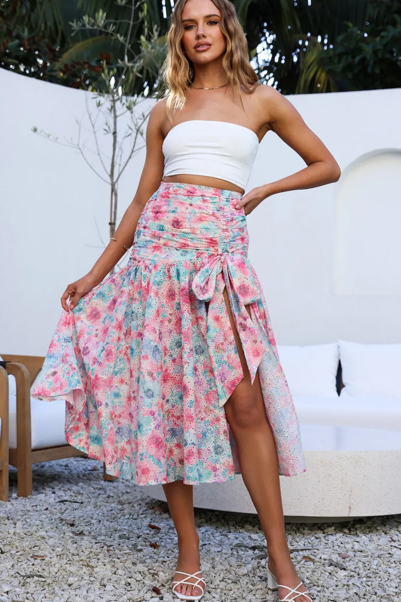 HELLO MOLLY Picnic In The Summer Maxi Skirt Pink