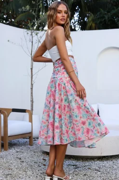 HELLO MOLLY Picnic In The Summer Maxi Skirt Pink