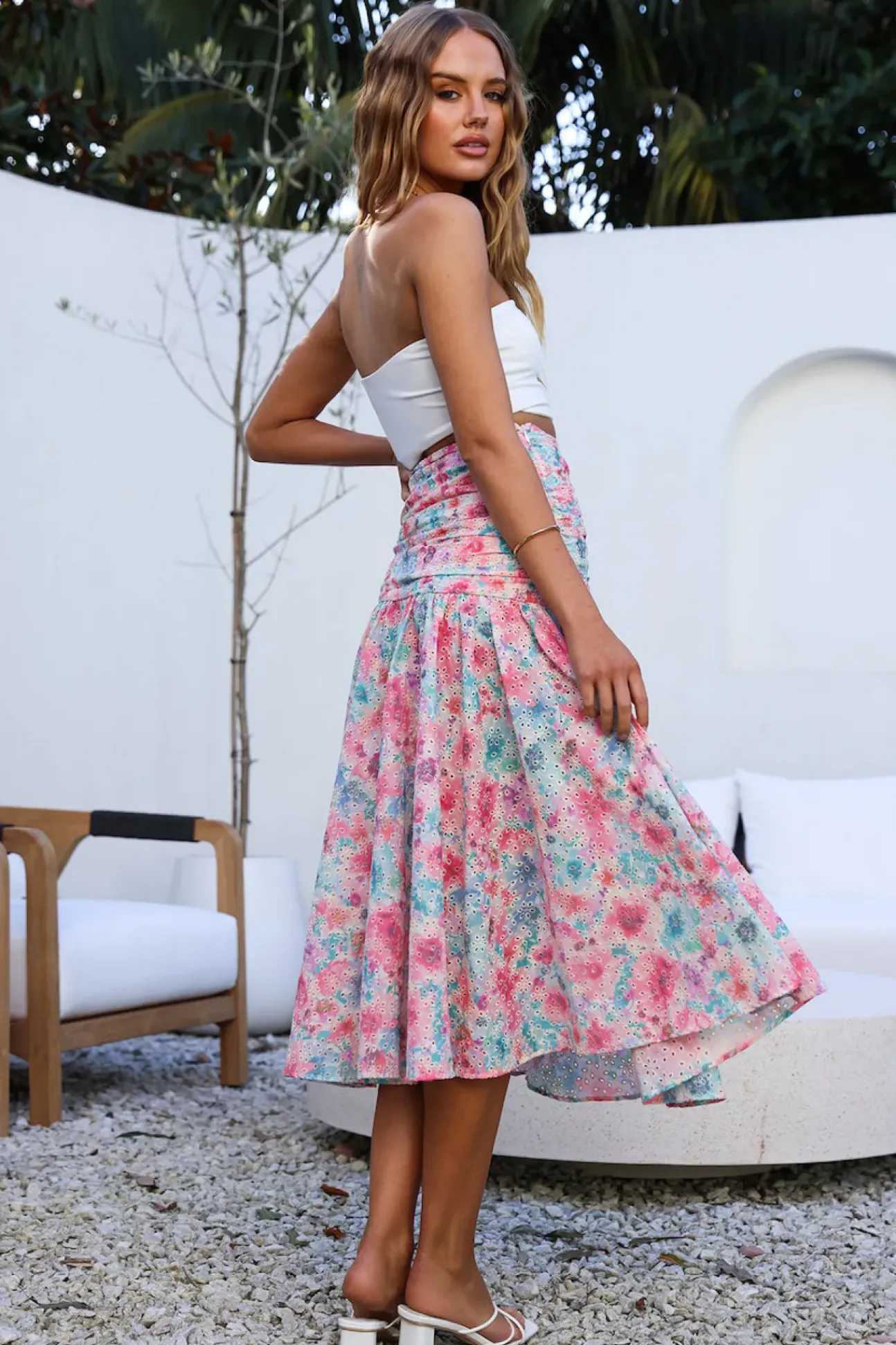 HELLO MOLLY Picnic In The Summer Maxi Skirt Pink