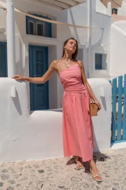 HELLO MOLLY Walks By The Sunrise Maxi Dress Coral